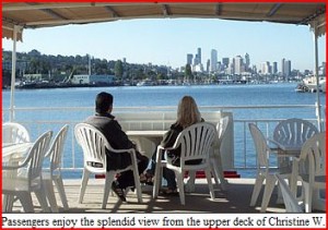 View of seattle Upper Deck of S/V Christine W
